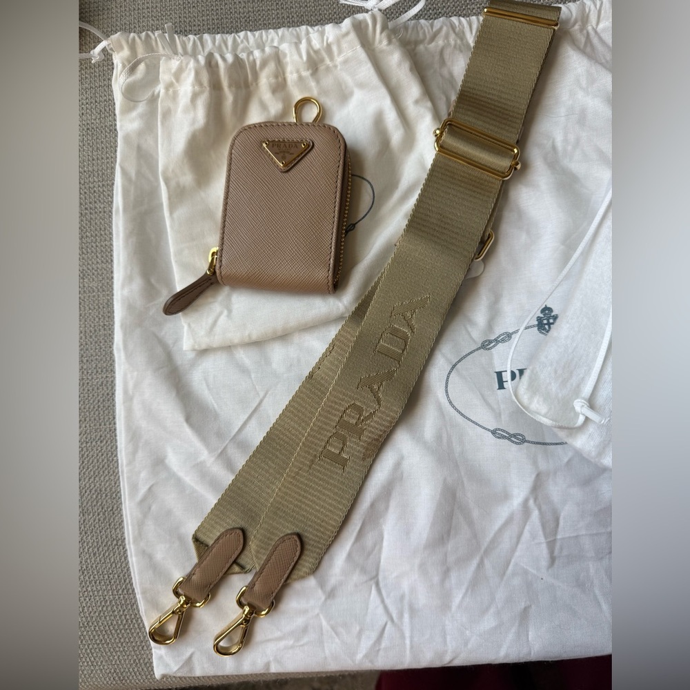 Prada Taupe Saffiano Leather Chain Shoulder Bag with Gold Hardware - Picture 10 of 13